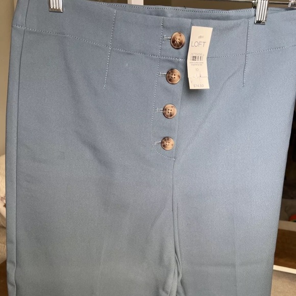 Loft Button Front High Waist Wide Leg Blue Pants Size 10 NWT $74.50 - Picture 6 of 13
